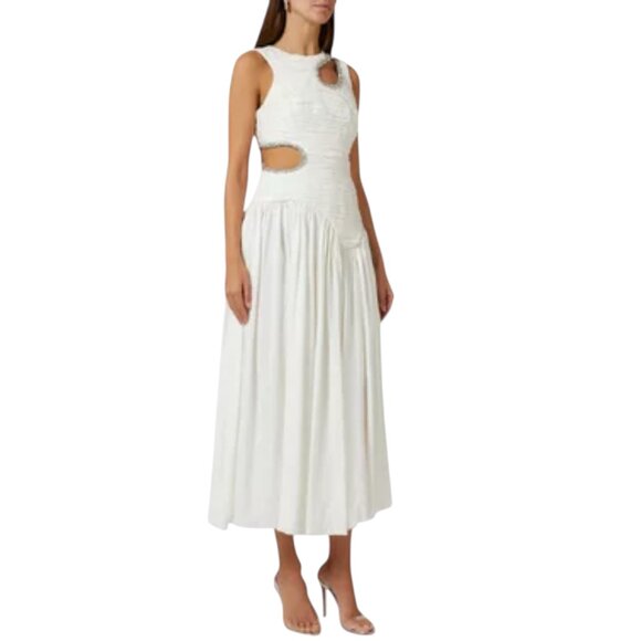 Aje Jolie Asymmetric Cutout Linen-blend Dress Size S/XS NEW - Picture 4 of 13